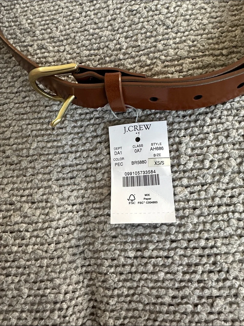 J. Crew women’s Brown Leather Belt with Gold Buckle - Picture 6 of 7